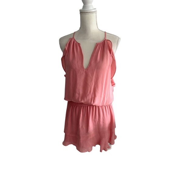 PARKER Carnation Pink Drop Waist Ruffle Dress Size Medium - Picture 7 of 7